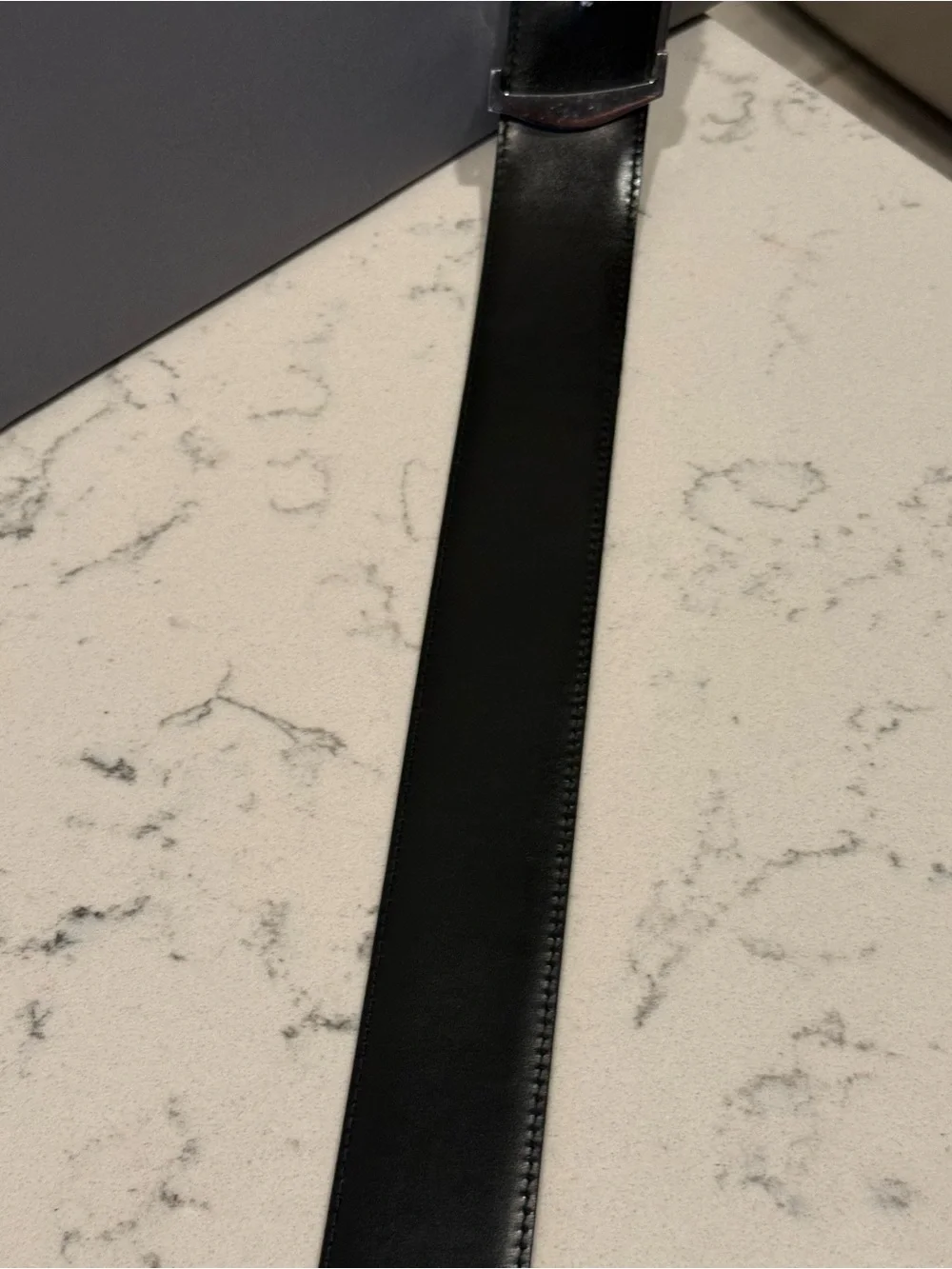 Louis Vuitton Black Leather Textured Belt with Subtle Monogram